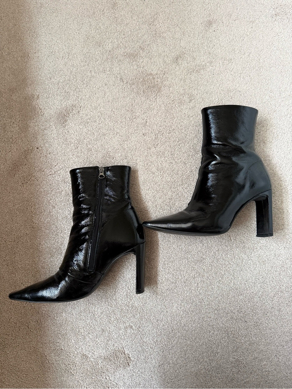 L'INTERVALLE Black Patent Pointed Heeled Ankle Boots